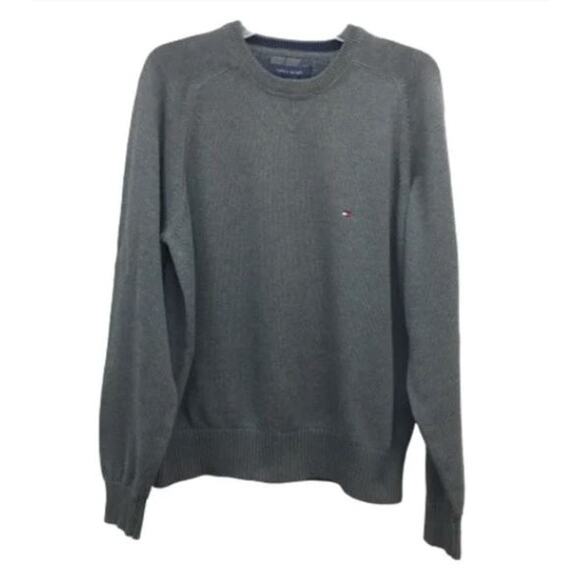 Tommy Hilfiger Gray Classic Crew Cotton Sweater L - Picture 1 of 9